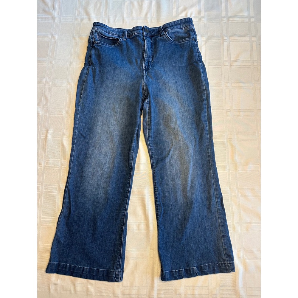 LC Lauren Conrad Jeans Women 16 Blue Flare High Rise Stretch Denim RN73277